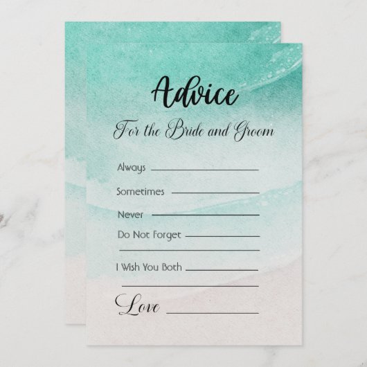 アドバイスのための新郎新婦抽象芸術ビーチ 招待状 (正面/裏面)