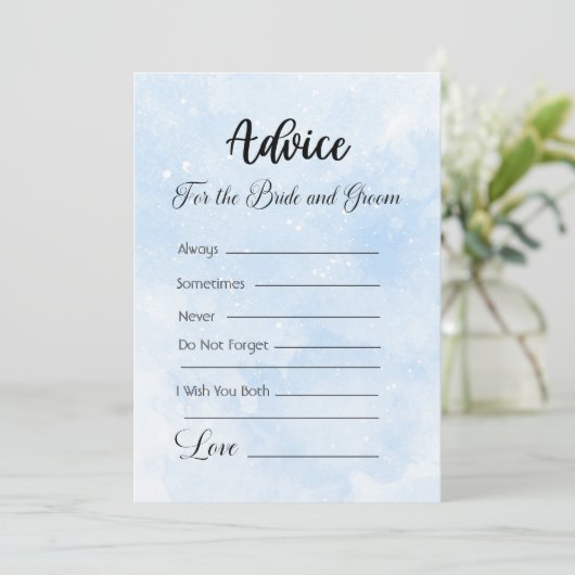 アドバイスのための花嫁と新郎の青い白い星 招待状 (スタンド正面)