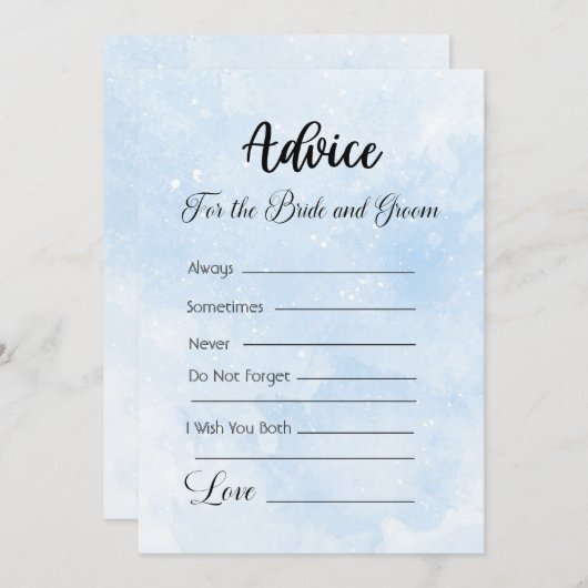 アドバイスのための花嫁と新郎の青い白い星 招待状 (正面/裏面)