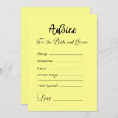 アドバイスのための花嫁と新郎カナリアイエロー 招待状 (正面/裏面)