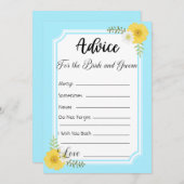 アドバイスのための花嫁と新郎スカイブルーフローラ 招待状 (正面/裏面)