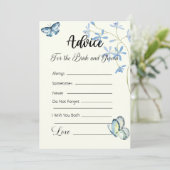 アドバイスのための花嫁と新郎ブルー蝶 招待状 (スタンド正面)