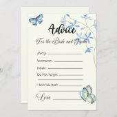 アドバイスのための花嫁と新郎ブルー蝶 招待状 (正面/裏面)