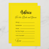 アドバイスのための花嫁と新郎明るい黄色 招待状 (正面/裏面)