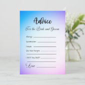 アドバイスのための花嫁と花婿ブルーパープルグラデーション 招待状 (スタンド正面)