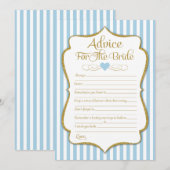 アドバイスのための花嫁ライトブルー金ゴールドブライダルシャワー 招待状 (正面/裏面)