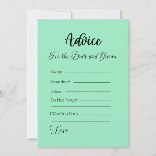 アドバイスの新郎新婦ミントグリーン 招待状 (正面)