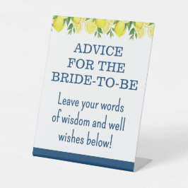 アドバイスの花嫁サインレモンブライダルシャワーサイン 台座サイン