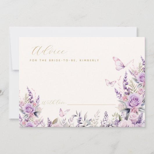 アドバイスの花嫁ブライダルシャワーカードバタフライ 案内状 (正面)