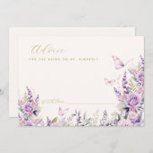 アドバイスの花嫁ブライダルシャワーカードバタフライ 案内状 (正面/裏面)