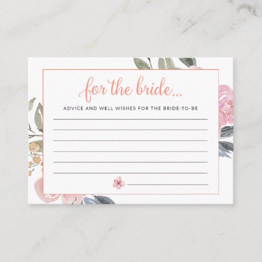 アドバイスの花嫁ブライダルシャワーゲーム エンクロージャーカード (正面)