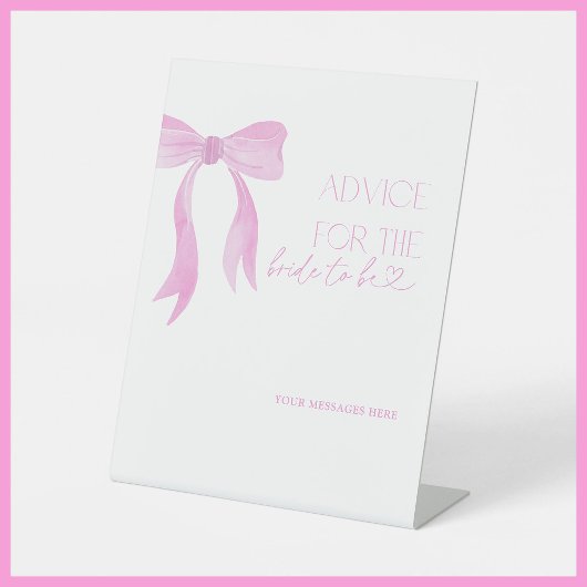 アドバイスへ花嫁ピンクボウブライダルシャワーゲーム 台座サイン