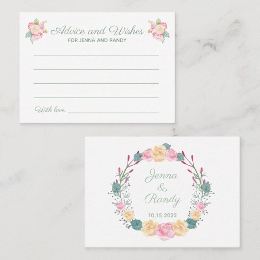 アドバイスウィッシュ水彩花結婚式カード 名刺 (正面/裏面)