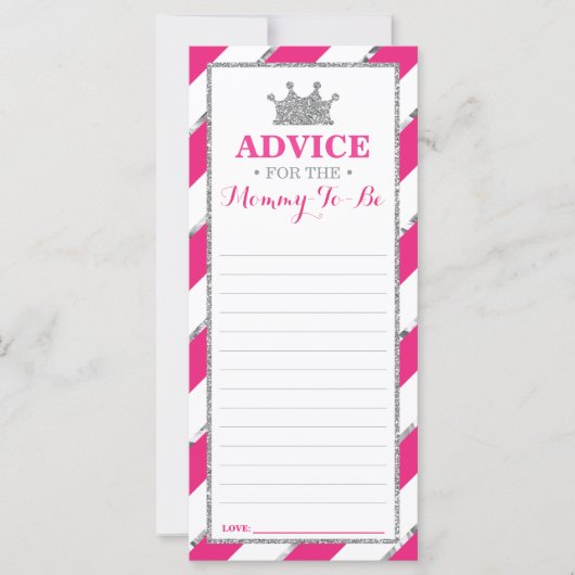 アドバイスカードお母さんへベビーシャワーシルバーフェイク用 (正面)