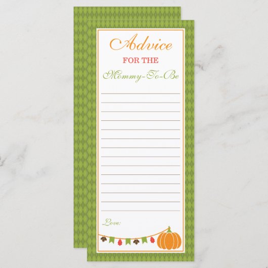 アドバイスカードのママとビーのための小さなカボチャ (正面/裏面)