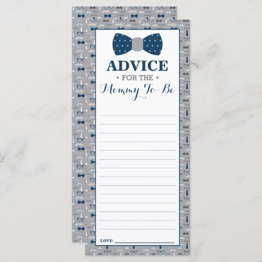 アドバイスカードのママとbe,小さな男の赤ちゃんシャワー (正面/裏面)