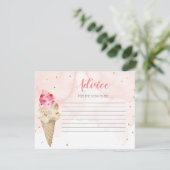 アドバイスカードピンクアイスクリームブライダルシャワー エンクロージャーカード (スタンド正面)