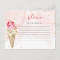 アドバイスカードピンクアイスクリームブライダルシャワー