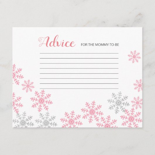 アドバイスカードピンクシルバーウィンタースノーフレーク エンクロージャーカード (正面)