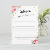 アドバイスカードピンクフローラ金ゴールド旅行ブライダルシャワー 招待状 (スタンド正面)