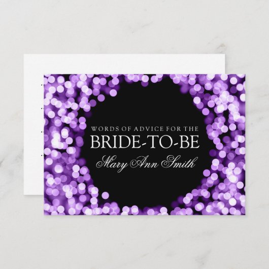 アドバイスカードブライダルシャワーパープルスパークリライト アドバイスカード (正面/裏面)