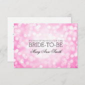 アドバイスカードブライダルシャワーピンクグリッターライト 招待状 (正面/裏面)