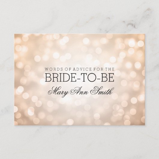 アドバイスカードブライダルシャワー銅グリッター灯 アドバイスカード (正面)