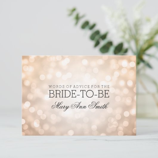 アドバイスカードブライダルシャワー銅グリッター灯 アドバイスカード (スタンド正面)