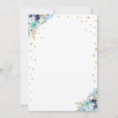 アドバイスカードブルーフローラ金ゴールド旅行ブライダルシャワー 招待状 (裏面)