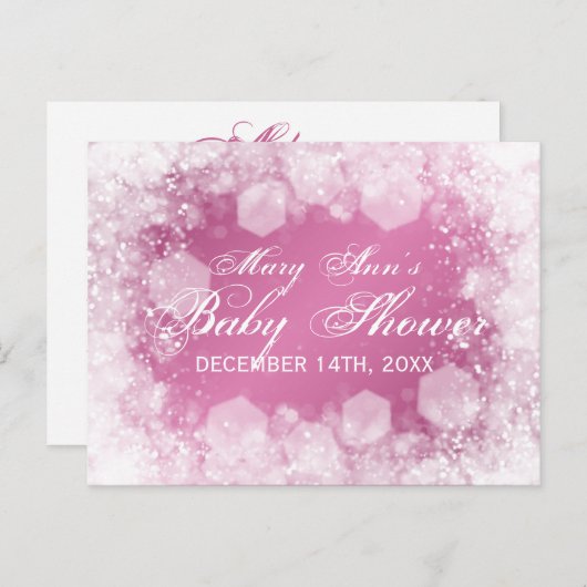 アドバイスカードベビーシャワーナイトスパークルピンク アドバイスカード (正面/裏面)