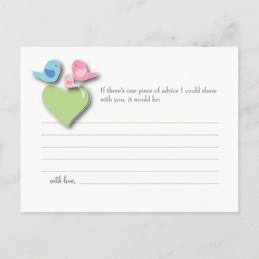 アドバイスカードベビー鳥の赤ちゃんシャワー語 アドバイスカード (裏面)