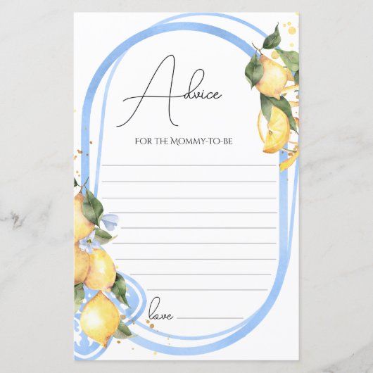 アドバイスカードママはレモン赤ちゃんシャワーになる (正面)