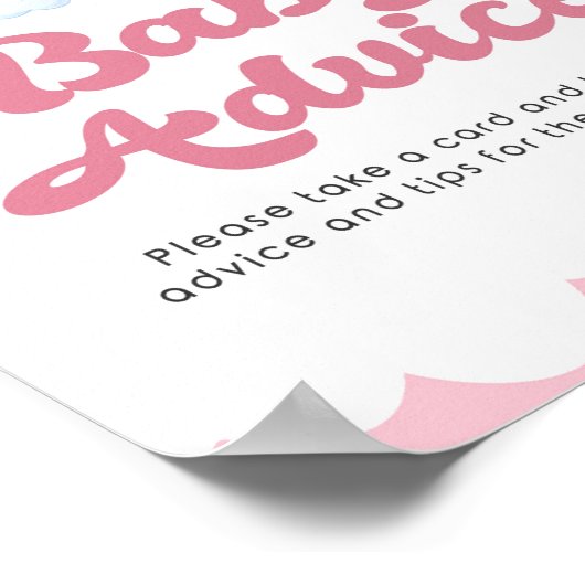 アドバイスサインピンクゾウ女の子ベビーシャワーポスター ポスター (角)