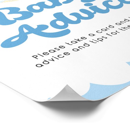 アドバイスサインブルーエレファントボーイ赤ちゃんシャワーポスター ポスター (角)