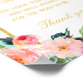 アドバイスサイン | ミントグリーンのストライプ 花柄 ポスター (角)