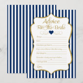 アドバイスフォーザブライドネイビーブルー金ゴールドブライダルシャワー アドバイスカード (正面/裏面)
