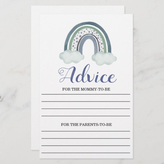 アドバイスブルー男の赤ちゃんシャワーゲーム (正面/裏面)