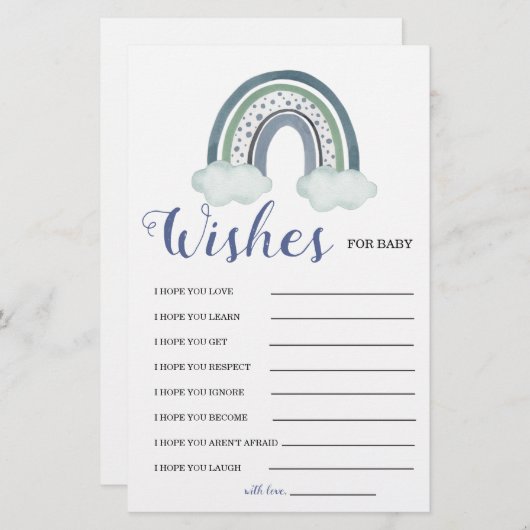 アドバイスブルー男の赤ちゃんシャワーゲーム (正面/裏面)