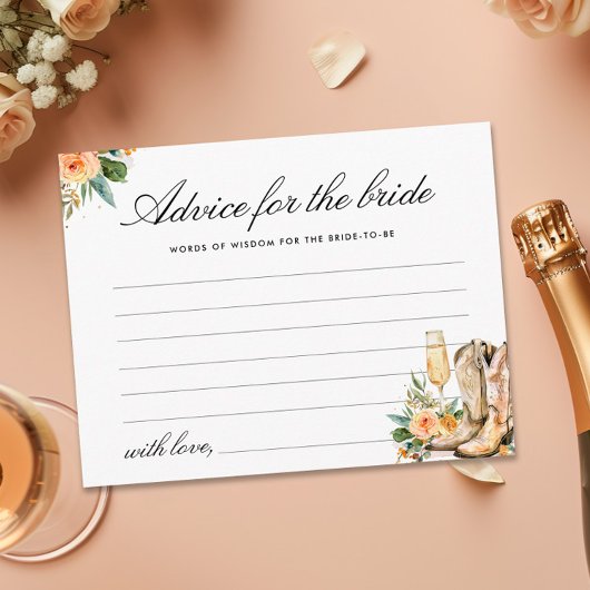 アドバイスブーツアンドバブルウェスタンブライダルシャワー エンクロージャーカード