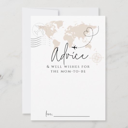 アドバイスママ世界地図旅行ベビーシャワーゲームカード 招待状 (正面)