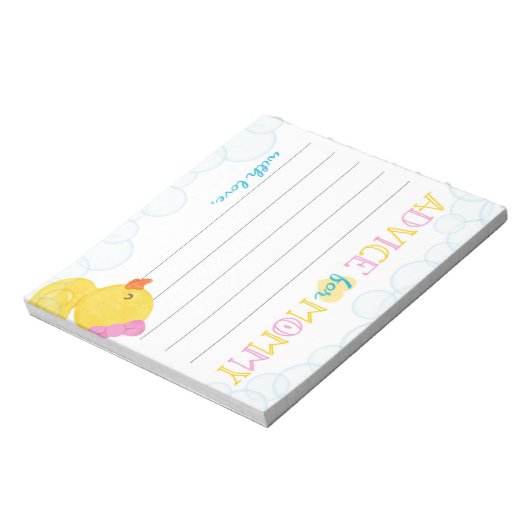 アドバイスママ女の子ラバーダックベビーシャワーアドバイス ノートパッド (回転)