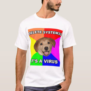 アドバイス犬は言います: ウイルスを削除して下さい Tシャツ