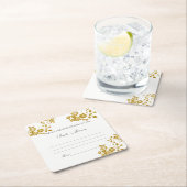 アドバイス結婚と願い、金箔バラ。 スクエアペーパーコースター (インサイチュ)