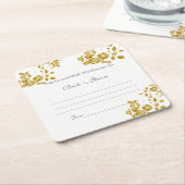 アドバイス結婚と願い、金箔バラ。 スクエアペーパーコースター (アングル)