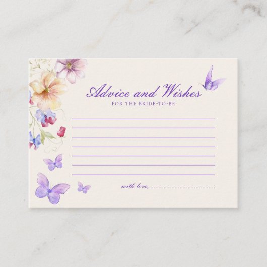 アドバイス&ウィズパープル蝶ブライダルシャワー エンクロージャーカード (正面)