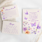 アドバイス&ウィズパープル蝶ブライダルシャワー エンクロージャーカード