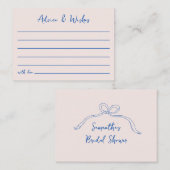 アドバイス&ウィッシュブルーボウハンドドロードブライダルシャワー ノートカード (正面/裏面)