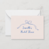 アドバイス&ウィッシュブルーボウハンドドロードブライダルシャワー ノートカード (裏面)