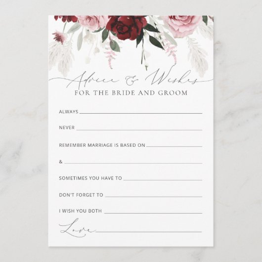 アドバイス&ウィッシュ新郎新婦ブライダルシャワー アドバイスカード (正面)