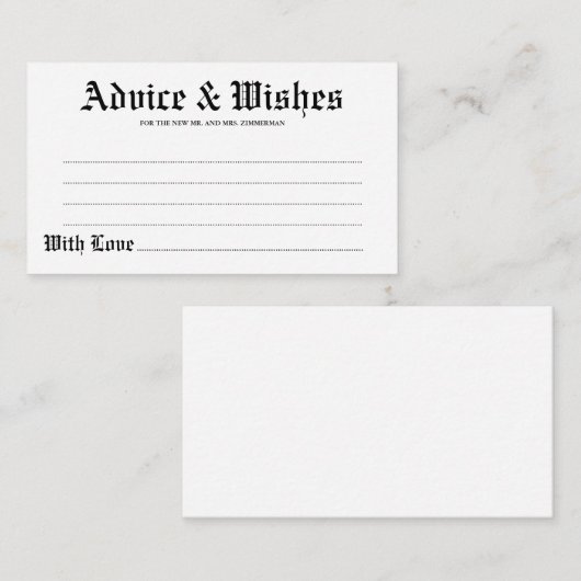 アドバイス&ウィッシュ結婚ゴシックのカード アドバイスカード (正面/裏面)